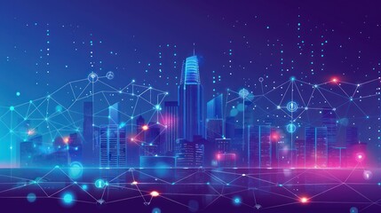 Fototapeta premium Digital Cityscape: A Vision of Connected Urban Future