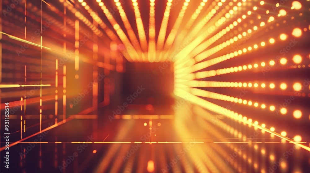 Fototapete photo of luxurious futuristic light and reflection with grid background. 3d rendering.