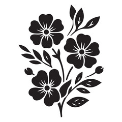 Vector black silhouettes of flowers isolated on a white background, Flowers silhouette, vector images illustration