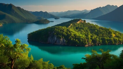 "Experience the breathtaking beauty of a serene landscape, with vibrant hues of emerald and sapphire creating a stunning backdrop for your imagination."