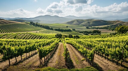 Vineyard Landscape with Rolling Hills