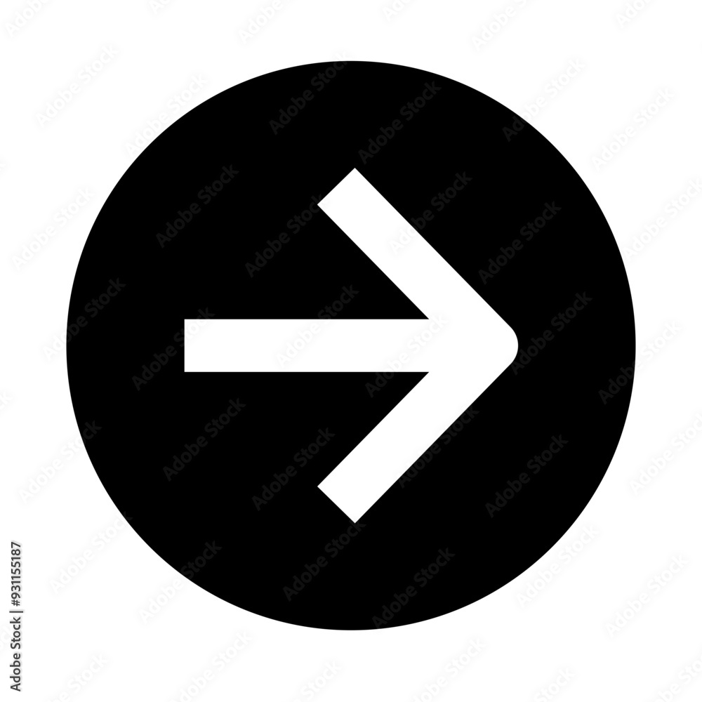 Wall mural next arrow flat icon inside a black circle
