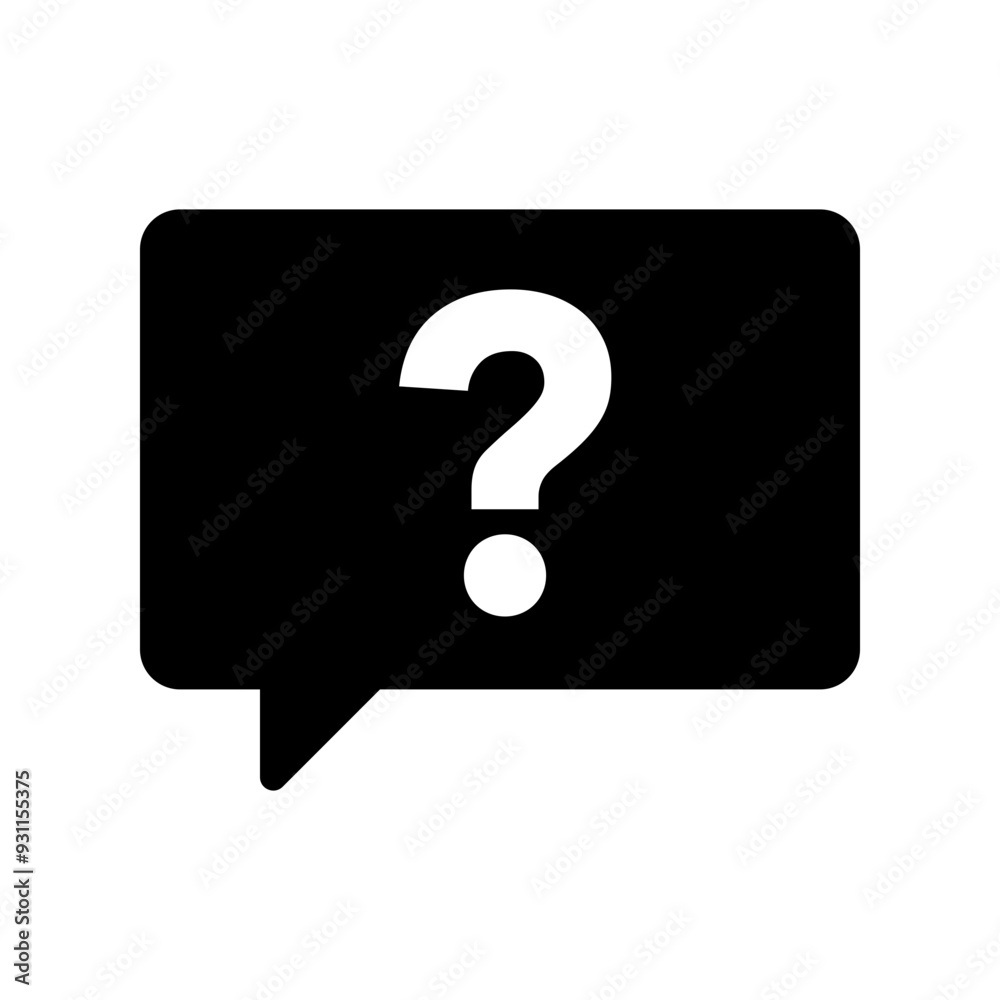 Wall mural chat box with interrogation mark flat vector icon