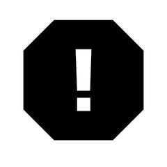 Warning sign inside a octagon shape vector flat icon