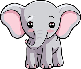 Obraz premium Cute elephant clipart desing illustration