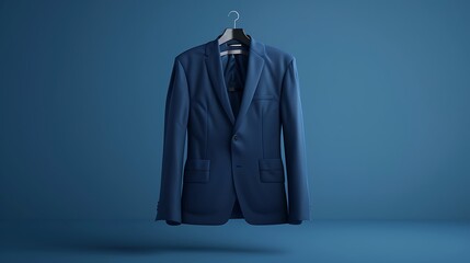 A business suit mock up dark blue isolated on a blue background