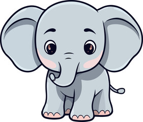 Cute elephant clipart desing illustration