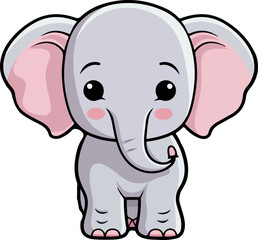 Cute elephant clipart desing illustration