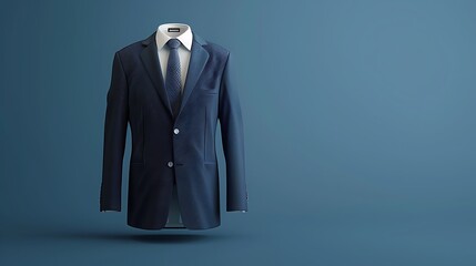 A business suit mock up dark blue isolated on a blue background
