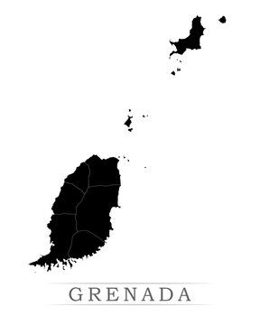 GRENADA map on white background vector. Administrative regions of GRENADA