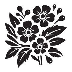 Obraz premium Vector black silhouettes of flowers isolated on a white background, Flowers silhouette, vector images illustration
