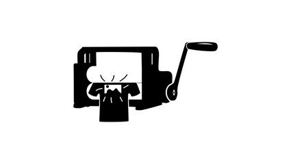 T-shirt printing under pressure, black isolated silhouette