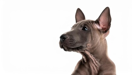 タイ・リッジバック・ドッグの子犬のポートレート（Thai Ridgeback Dog puppy portrait on white background）

