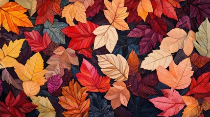 A Tapestry of Autumn Leaves in Vibrant Hues
