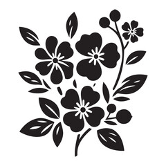 Vector black silhouettes of flowers isolated on a white background, Flowers silhouette, vector images illustration