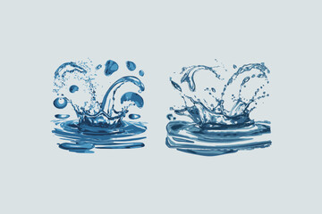 two realistic water splash element vector illustration