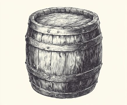 recommend clip art: Vintage hand-drawn wooden barrel