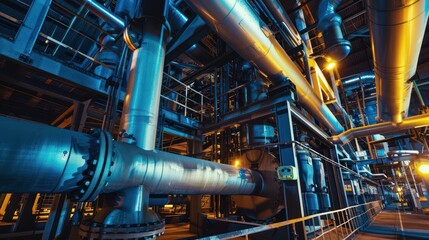 Industrial Interior with Pipes and Steel Structures