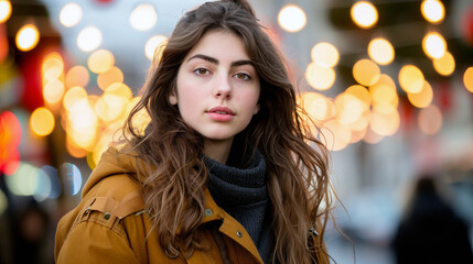 Fototapeta premium Anticipation in Her Eyes, The Silent Beauty of a Woman Waiting for Something Unknown