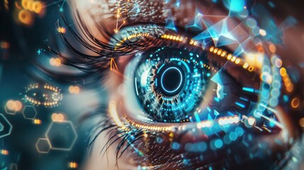 Futuristic Eye with Digital Overlays