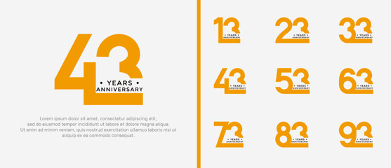 anniversary logo style set with yellow color can be use for celebration moment