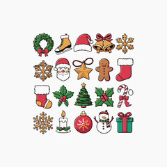 Vector illustration set of Christmas icons 