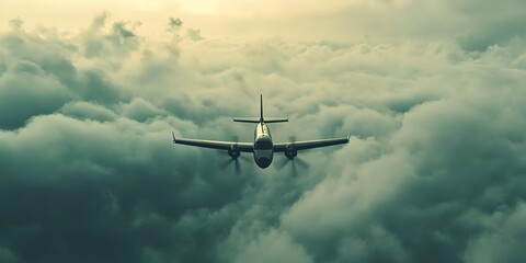 Obraz premium plane flying through the clouds in the sky