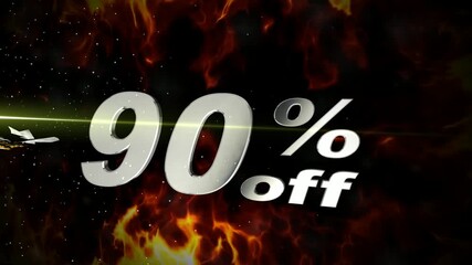 Hot animation with eagle and sale message - 90 percent off, Exclusive
