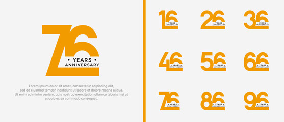 anniversary logo style set with yellow color can be use for celebration moment