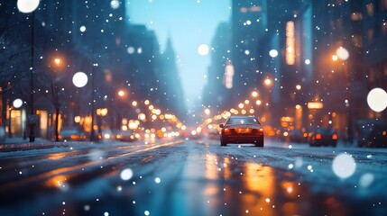 Fototapeta premium Snowy Night in the City.