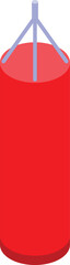 Red punching bag hanging on white background, isometric view