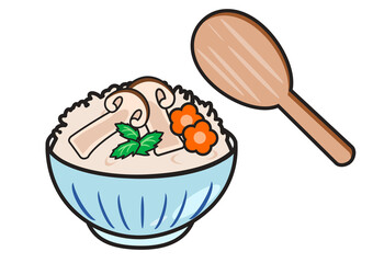 松茸ご飯としゃもじ