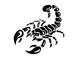 Scorpion Tattoo Silhouette Logo Isolated On White Background