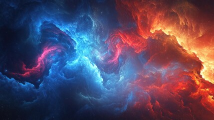 Abstract Cosmic Nebula with Swirling Colors