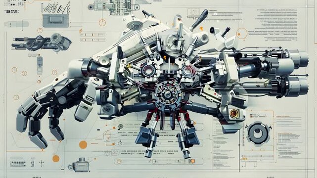 The Anatomy of Innovation: A mechanical hand, dissected and laid bare, reveals the intricate workings of a complex machine. This captivating image captures the beauty and complexity of engineering, in