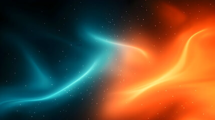 A vibrant abstract design featuring blue and orange waves.