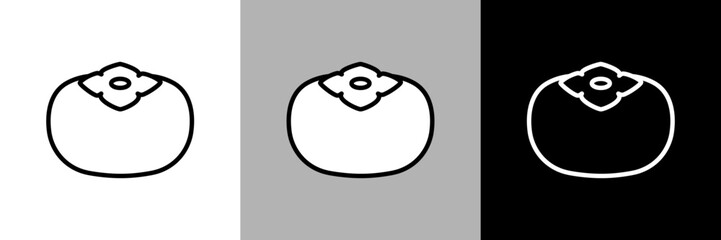 シンプルな線画の柿のベクターアイコン