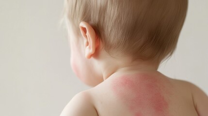 Red rash on baby skin at the back