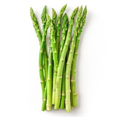 Fresh green asparagus on white background