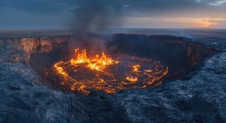 Fototapeta premium Nighttime Panoramic View of the Burning 