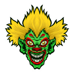 Evil cartoon clown illustration.