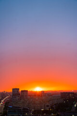 Astana, Kazakhstan, August 2024. City view at sunset.