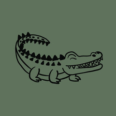 hand drawn crocodile icon illustration