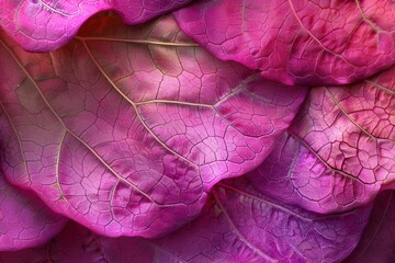 Fototapeta premium Close-up of vibrant pink leaves with intricate veins