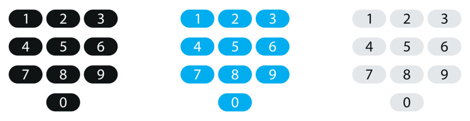 Smartphone dial keypad icon set. Numbers panel template for smartphone screen. Vector illustration