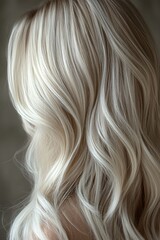 Naklejka premium Close-up of wavy platinum blonde hair texture
