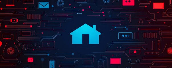 AIdriven smart home devices, interconnected technology, flat design illustration