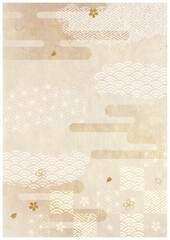 紅葉と和紙背景