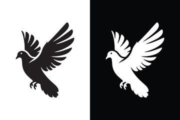 Pigeon vector style with black and white background.
