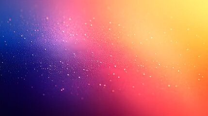 A vibrant gradient background with sparkling particles.